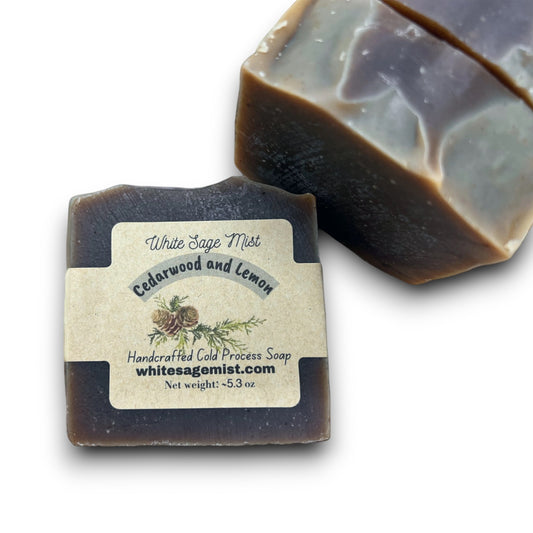 Cedar Wood and Lemon soap made with only natural essential oils and plant powders for Him